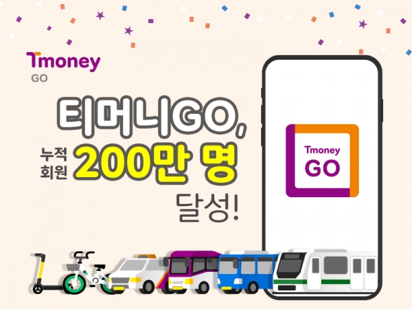 누적회원 200만명 달성 소개 이미지.[사진=티머니]