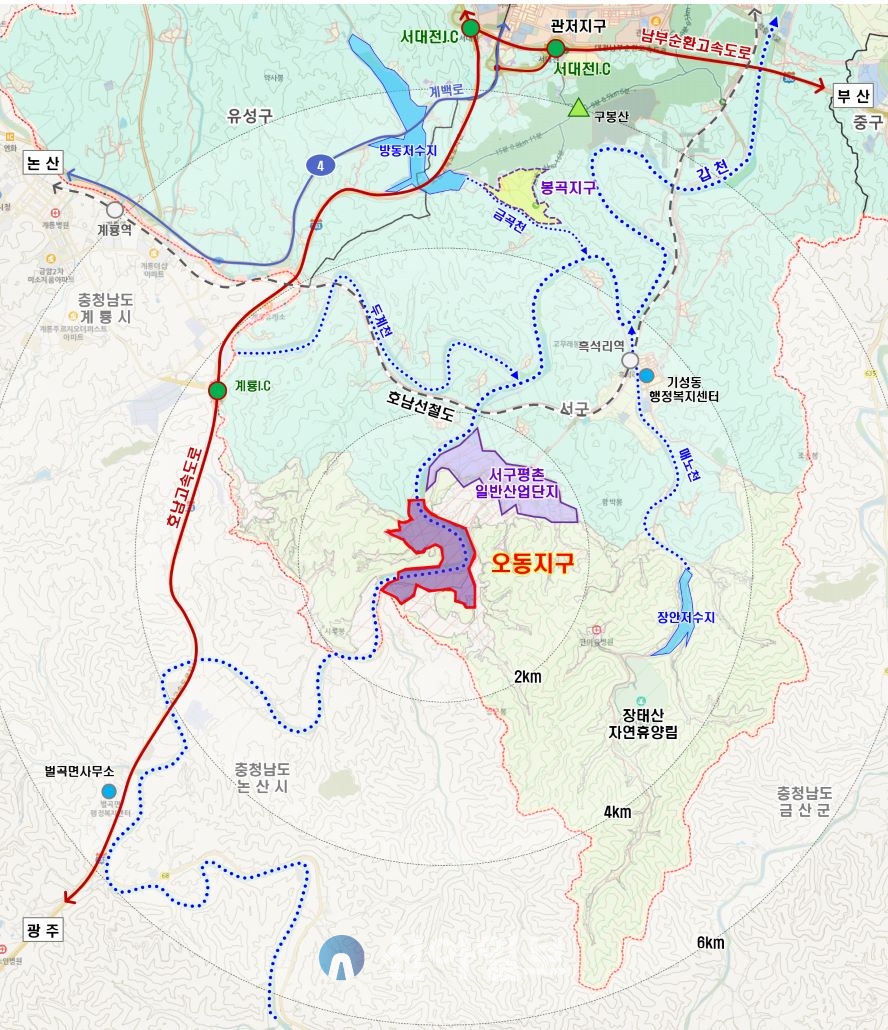 오동지구 위치도. 자료=대전도시공사